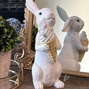 NEW! Sweet Easter Bakery White Bunny Rabbit & Ice Cream Sugar Candy Waffle Cone